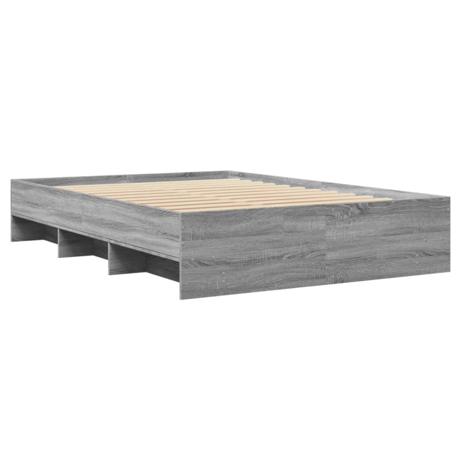 Estructura de cama madera de ingeniería gris Sonoma 135x190