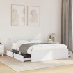 Estructura cama con cabecero madera ingeniería blanco 135x190cm