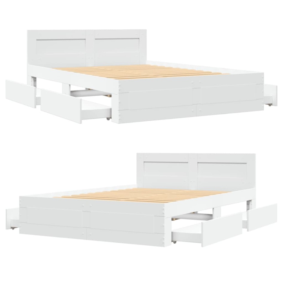Estructura cama con cabecero madera ingeniería blanco