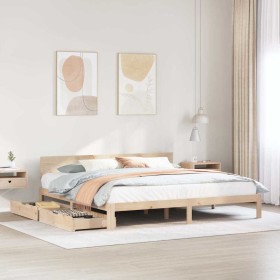 Estructura de cama con cajones madera maciza de pino 200x200