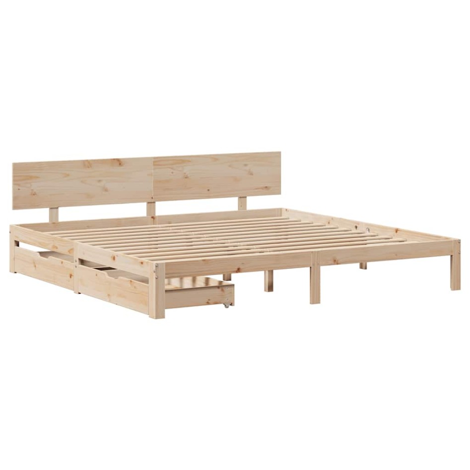 Estructura de cama con cajones madera maciza de pino 200x200
