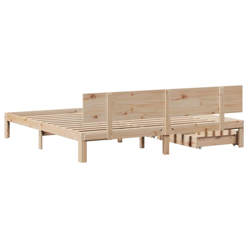 Estructura de cama con cajones madera maciza de pino 200x200