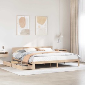 Estructura de cama con cajones madera maciza de pino 180x200