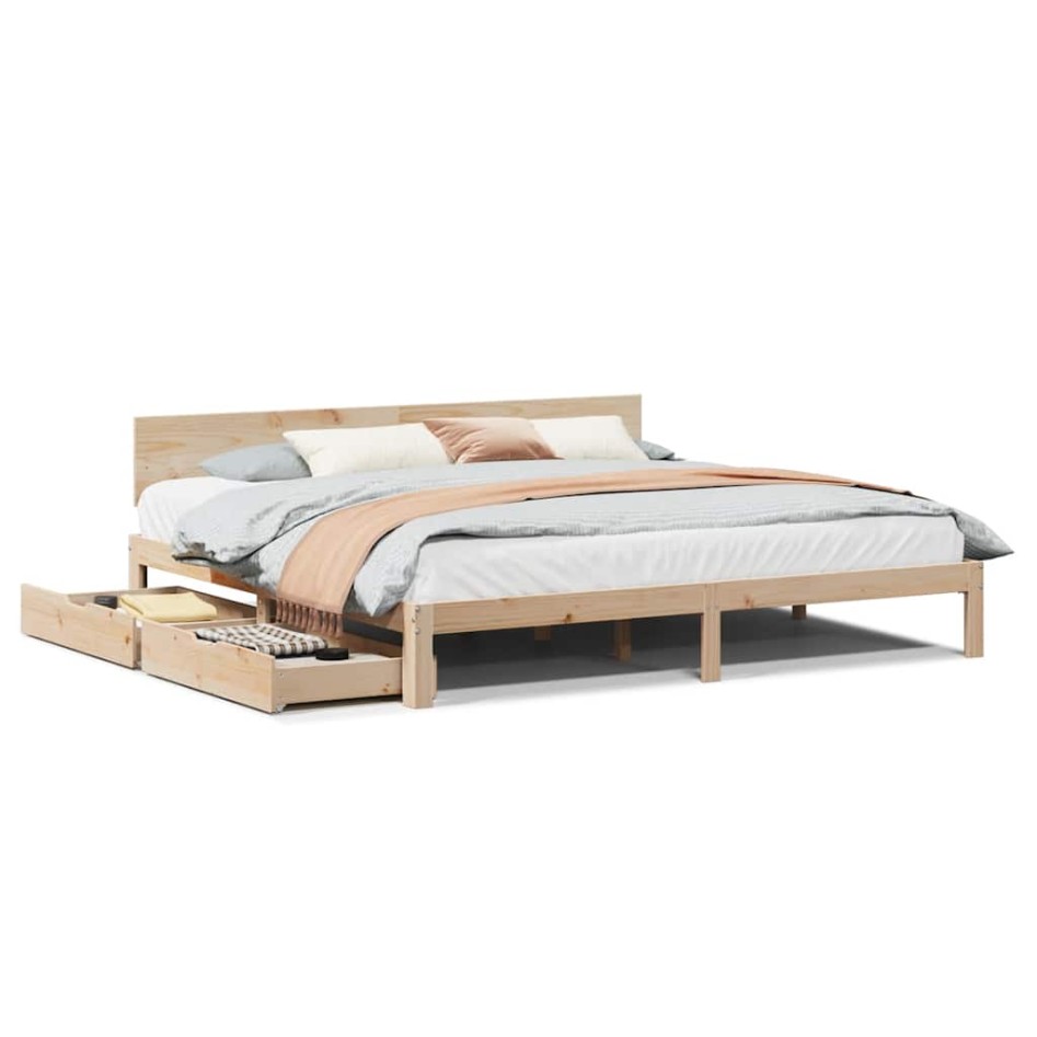 Estructura de cama con cajones madera maciza de pino 180x200