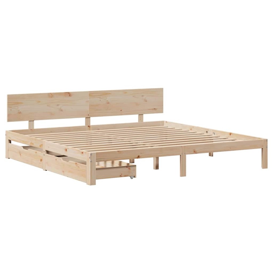Estructura de cama con cajones madera maciza de pino 180x200