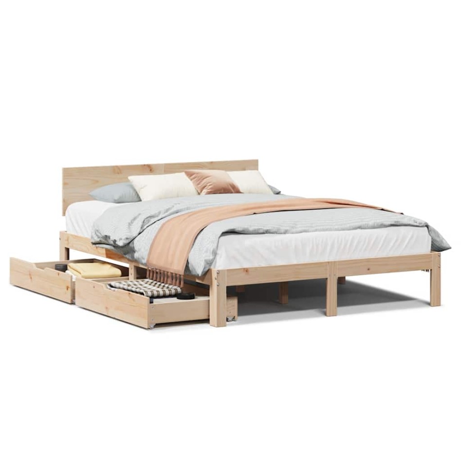 Estructura cama con cajones madera de pino maciza 140x200