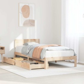 Estructura de cama con cajones madera maciza de pino 90x200