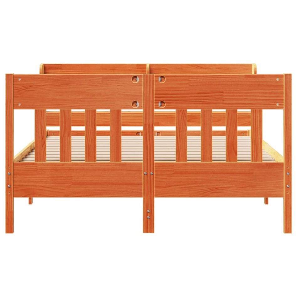 Estructura de cama sin colchón madera maciza marrón 135x190