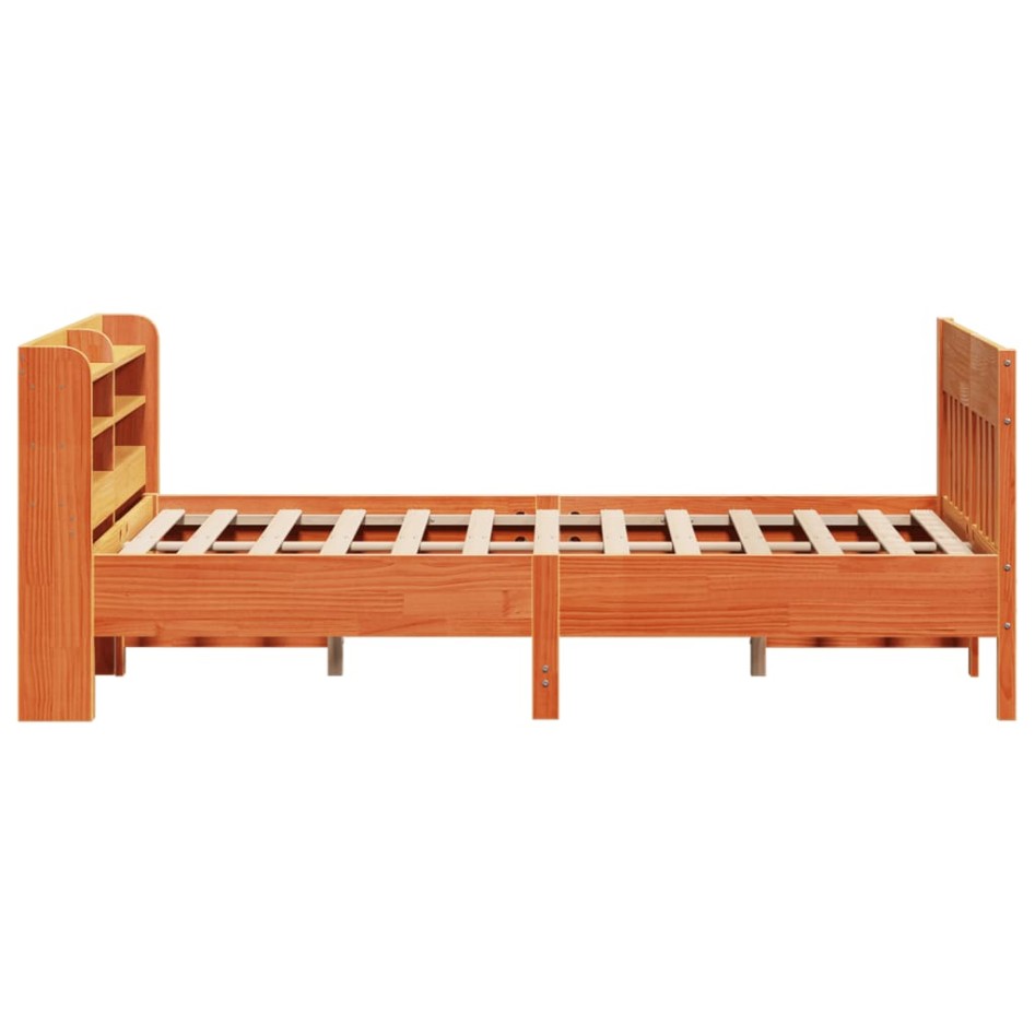 Estructura de cama sin colchón madera maciza marrón 135x190