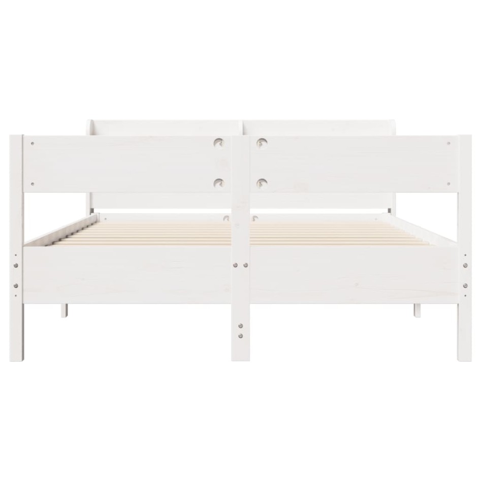Estructura de cama sin colchón madera de pino blanca 140x190