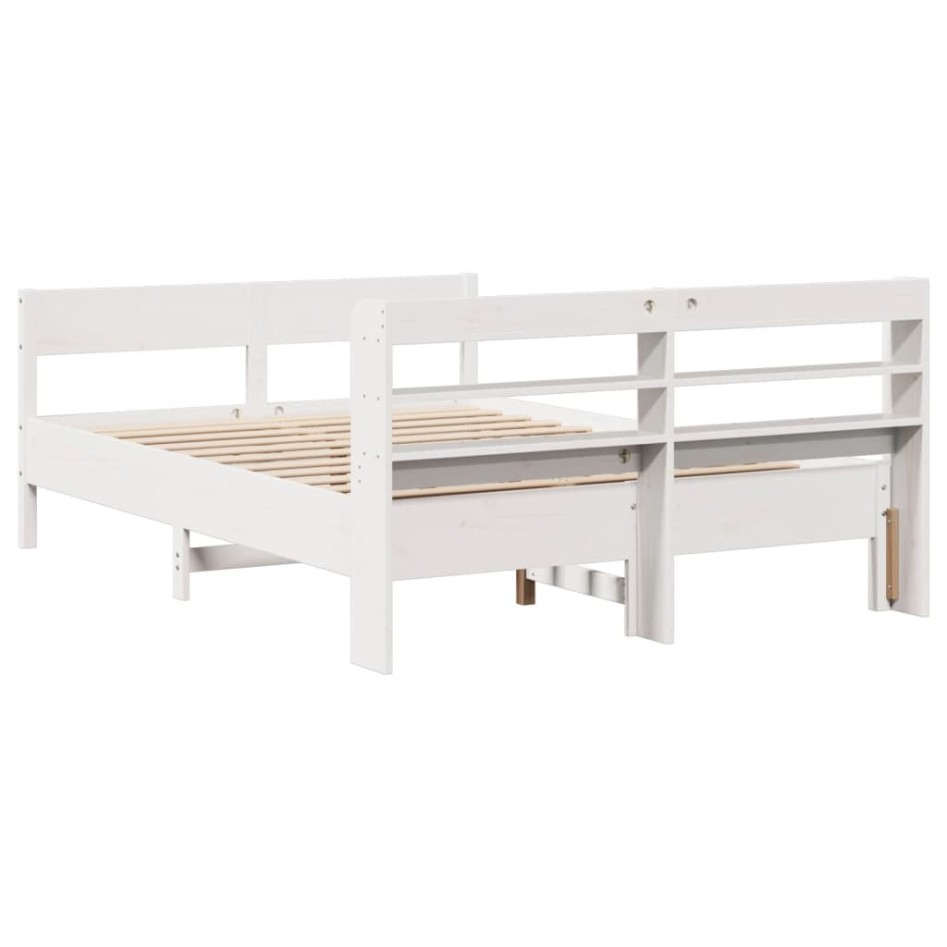 Estructura de cama sin colchón madera de pino blanca 140x190