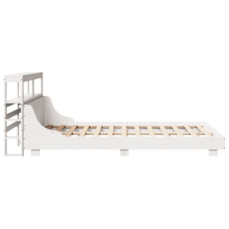 Estructura de cama sin colchón madera de pino blanca 150x200