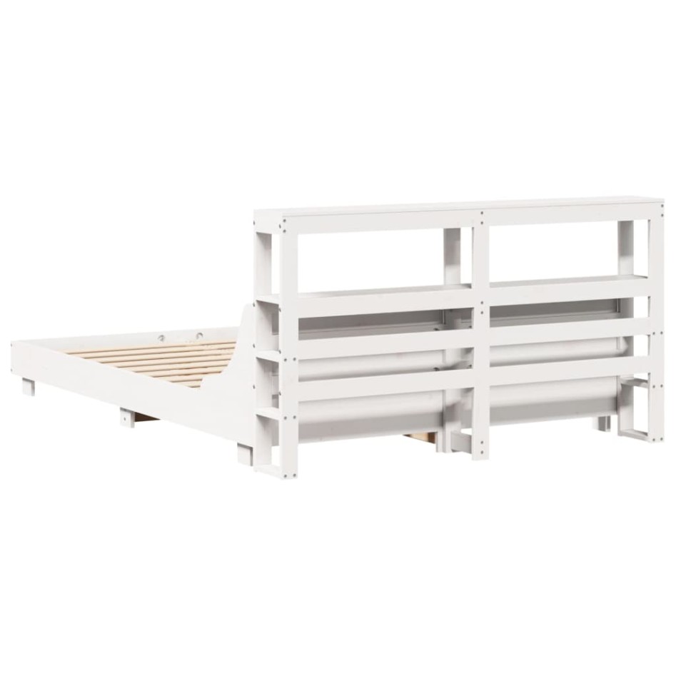 Estructura de cama sin colchón madera de pino blanca 150x200