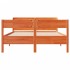 Cama sin colchón madera maciza de pino marrón cera 160x200