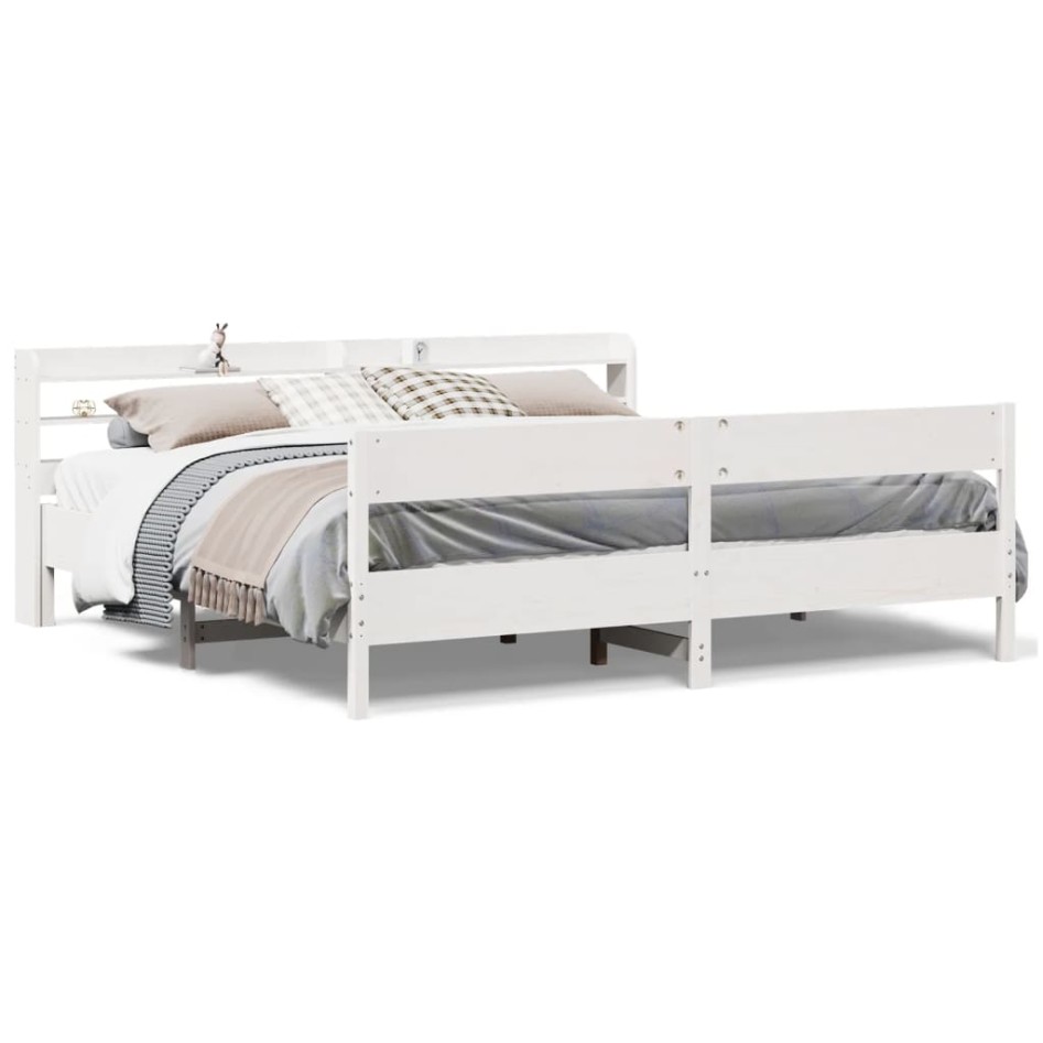 Estructura de cama sin colchón madera maciza blanca 200x200