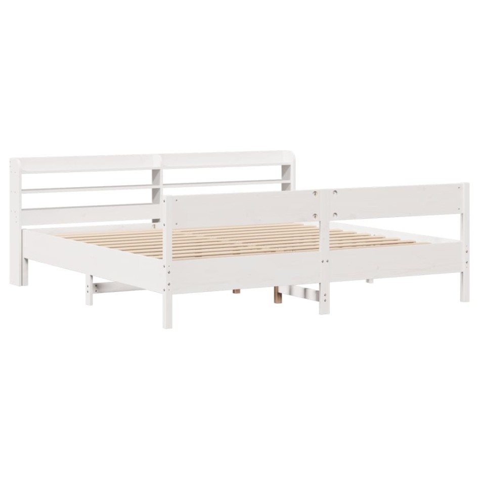 Estructura de cama sin colchón madera maciza blanca 200x200