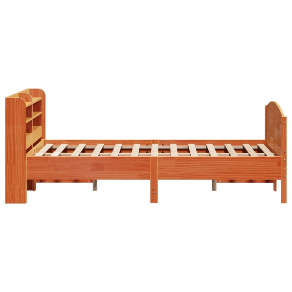 Estructura de cama sin colchón madera maciza marrón 135x190