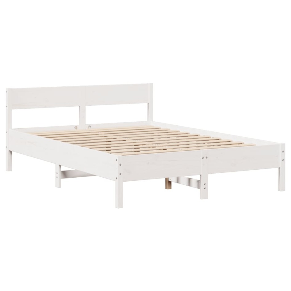 Estructura de cama sin colchón madera de pino blanca 140x200