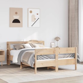 Estructura de cama sin colchón madera maciza de pino 120x190