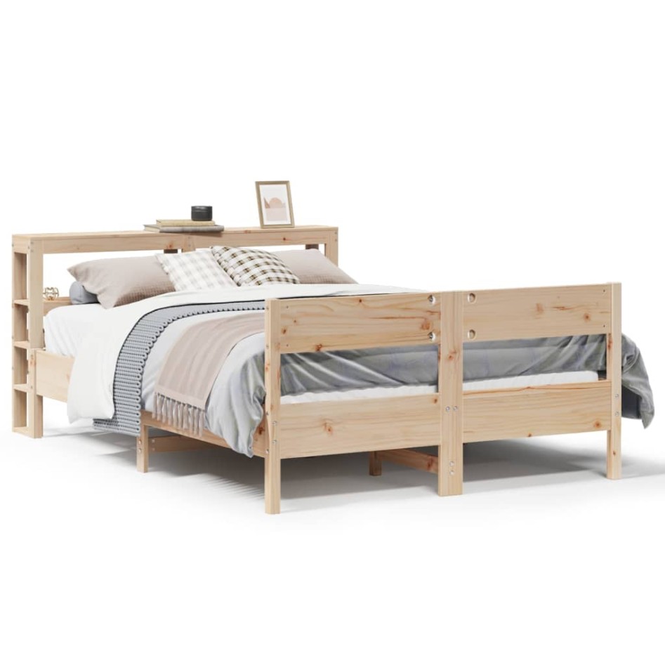 Estructura de cama sin colchón madera maciza de pino 120x190