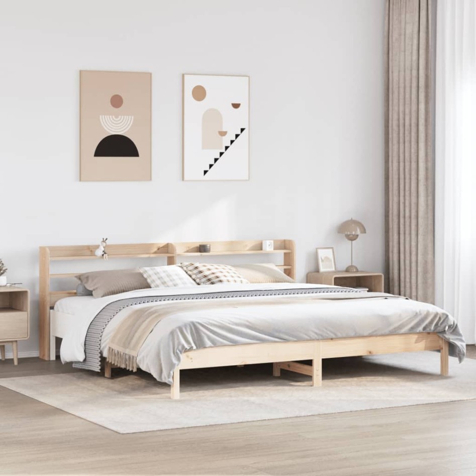 Estructura de cama sin colchón madera maciza de pino 180x200