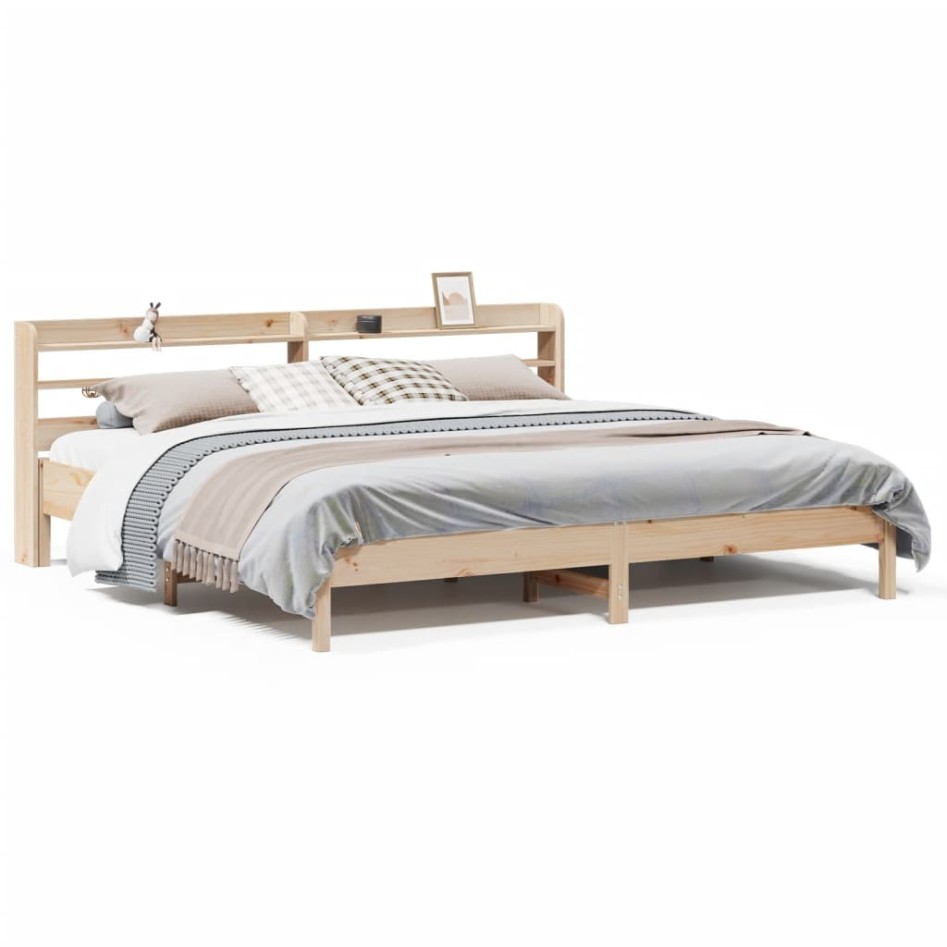 Estructura de cama sin colchón madera maciza de pino 180x200