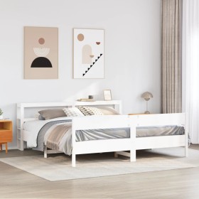 Estructura de cama sin colchón madera maciza blanca 200x200