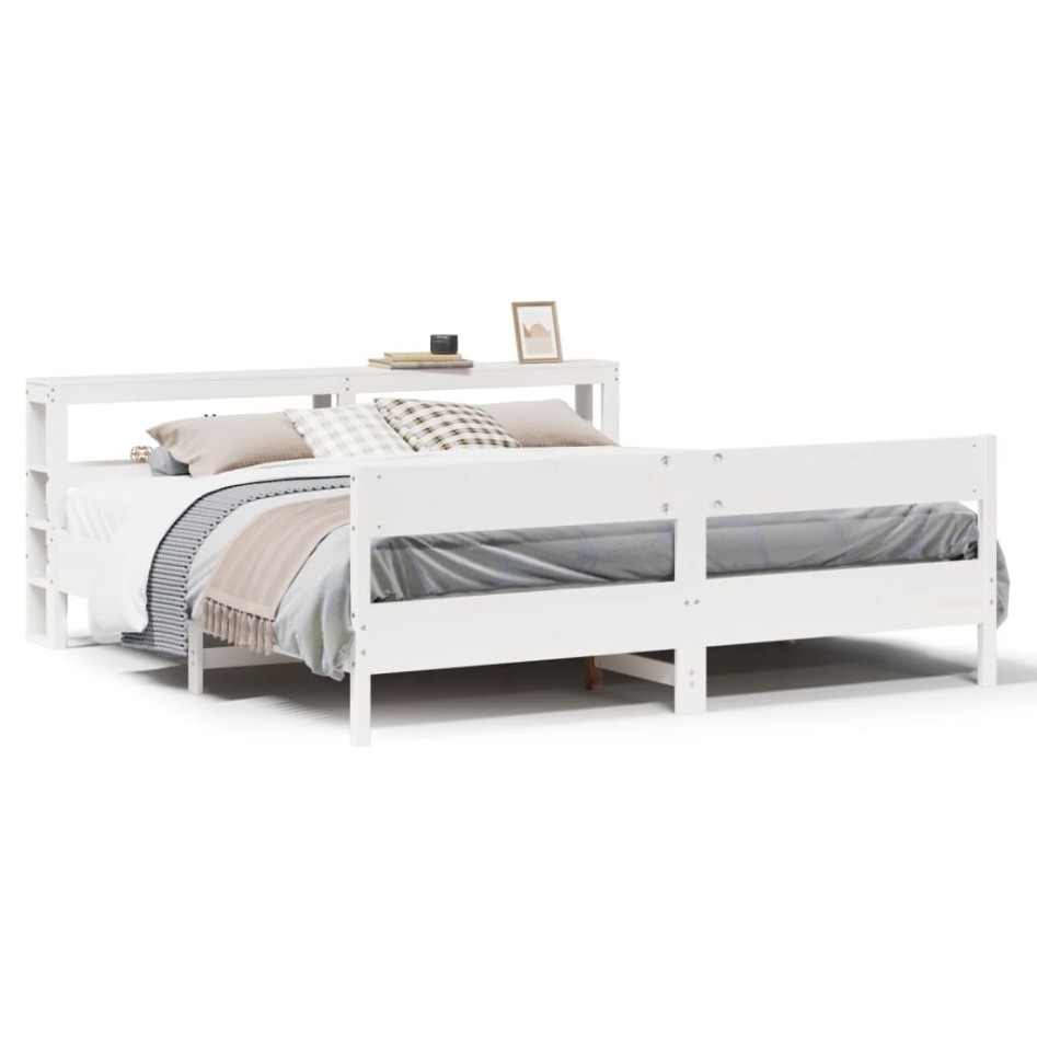 Estructura de cama sin colchón madera maciza blanca 200x200