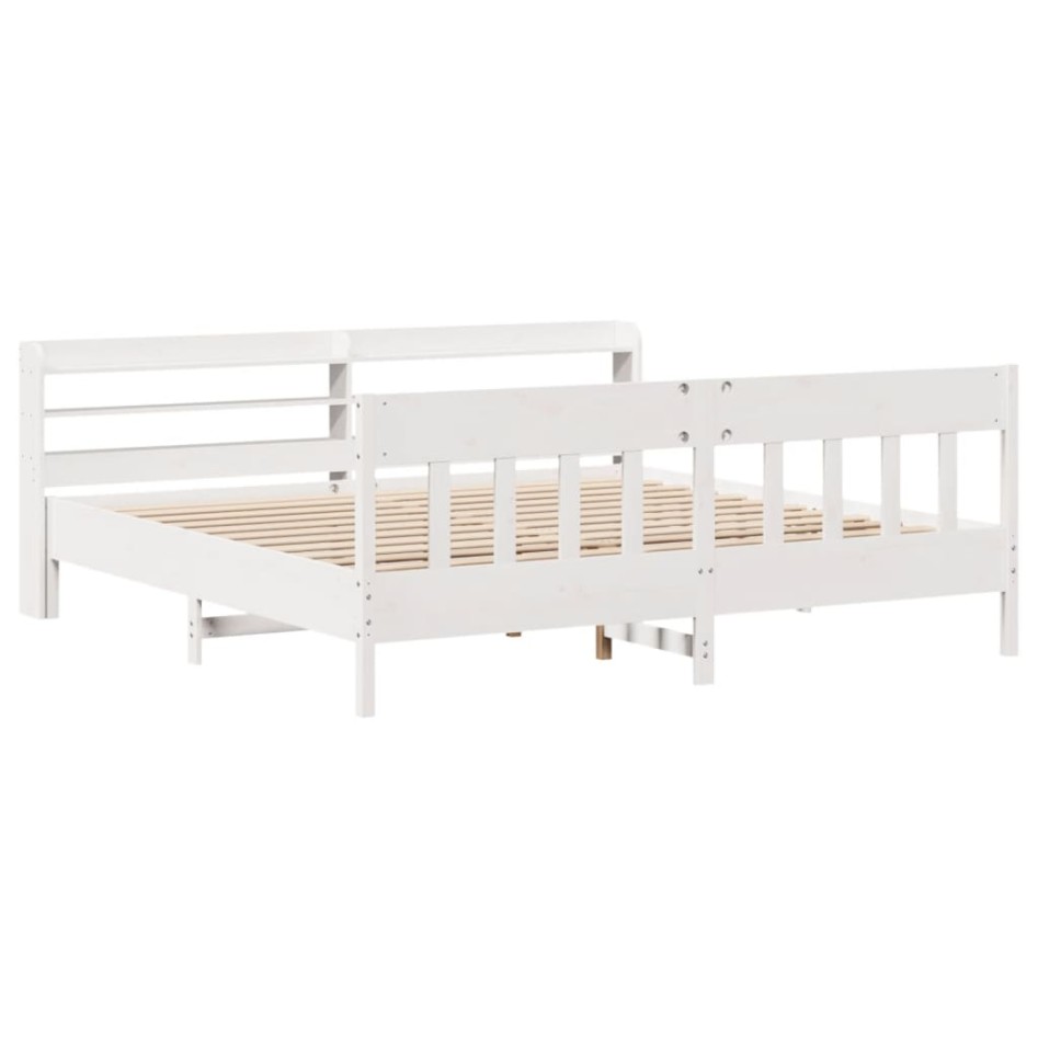 Estructura de cama sin colchón madera maciza blanca 200x200