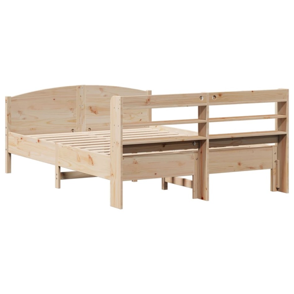 Estructura de cama sin colchón madera de pino blanco 150x200