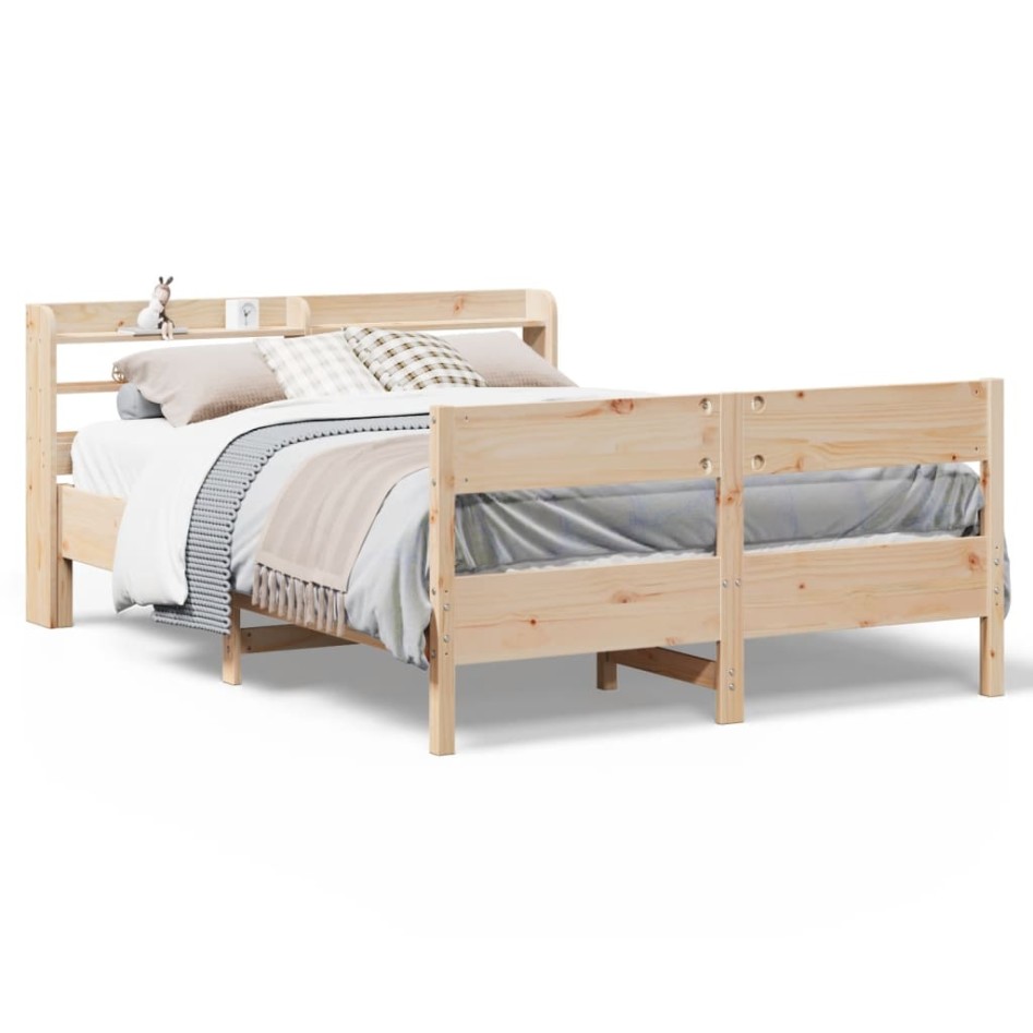 Estructura de cama sin colchón madera maciza de pino 160x200