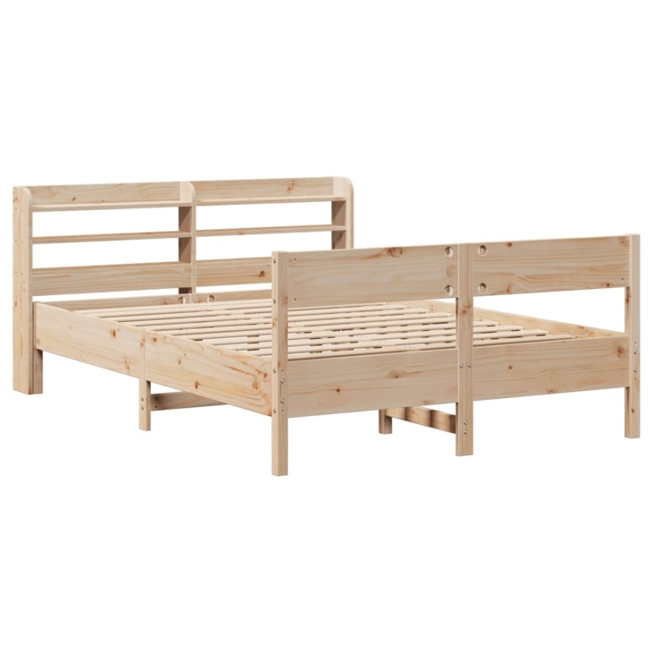 Estructura de cama sin colchón madera maciza de pino 160x200
