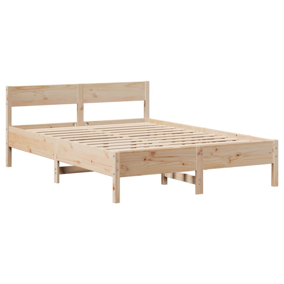 Estructura de cama sin colchón madera maciza de pino 160x200