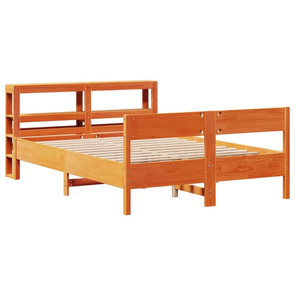 Estructura de cama sin colchón madera maciza marrón 120x190