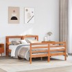 Cama sin colchón madera maciza de pino marrón cera 160x200 cm