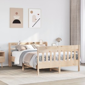 Estructura de cama sin colchón madera maciza de pino 140x190