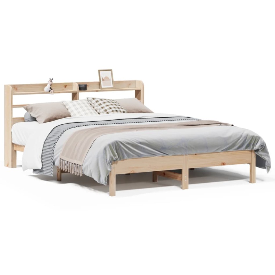 Estructura de cama sin colchón madera maciza de pino 140x190