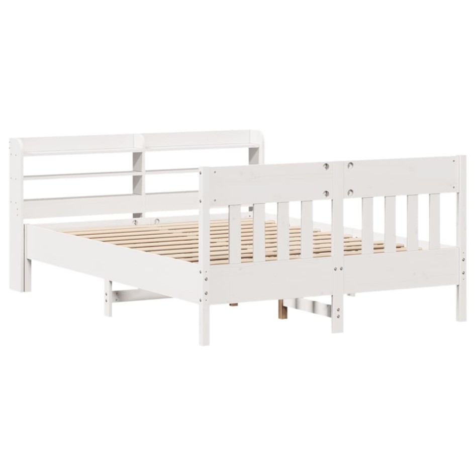 Estructura de cama sin colchón madera de pino blanca 150x200