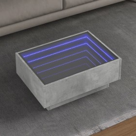 Mesa de centro y LED madera ingeniería gris hormigón