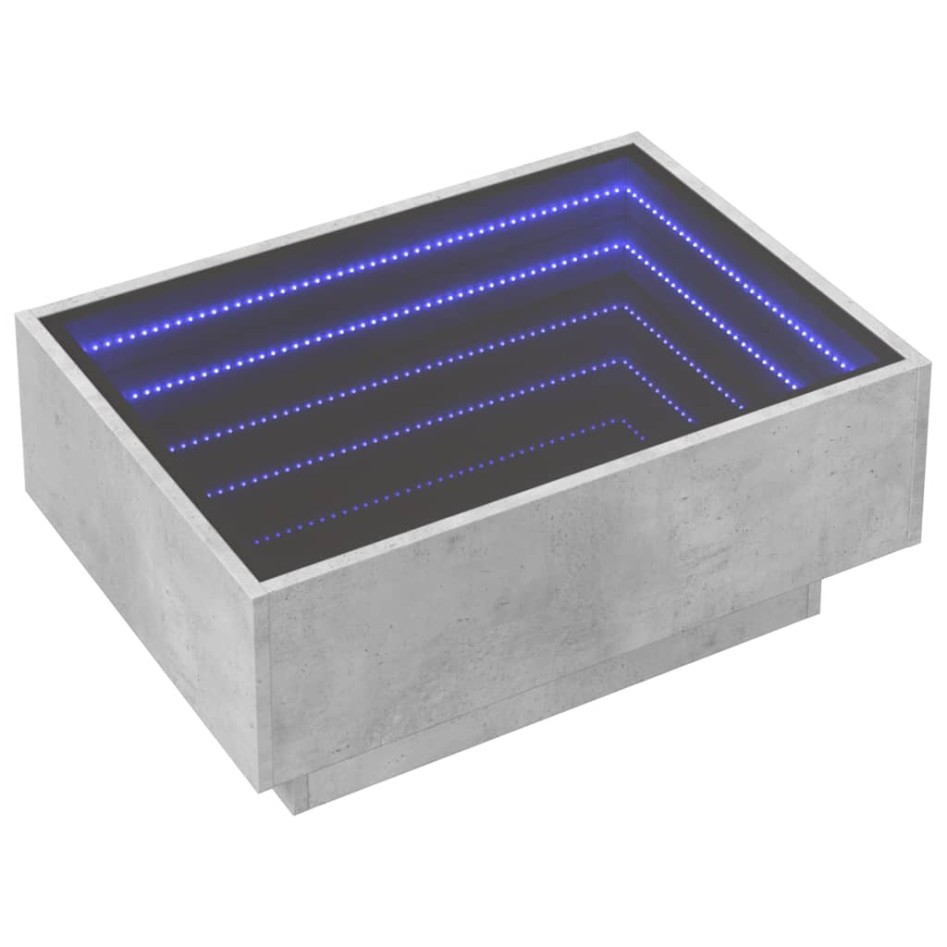 Mesa de centro y LED madera ingeniería gris hormigón