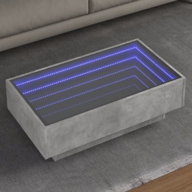 Mesa de centro y LED madera ingeniería gris hormigón