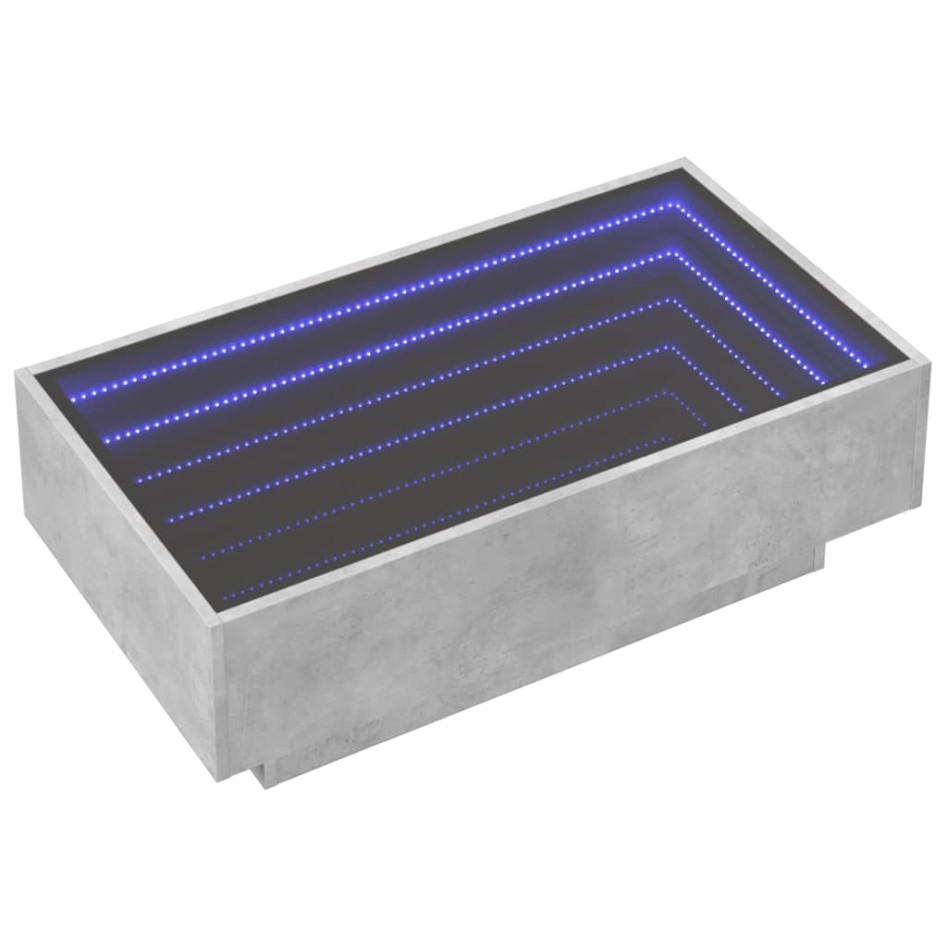 Mesa de centro y LED madera ingeniería gris hormigón
