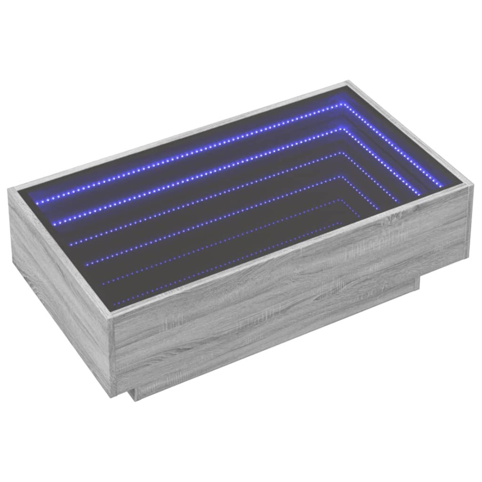 Mesa de centro y LED madera ingeniería gris Sonoma 90x50x30