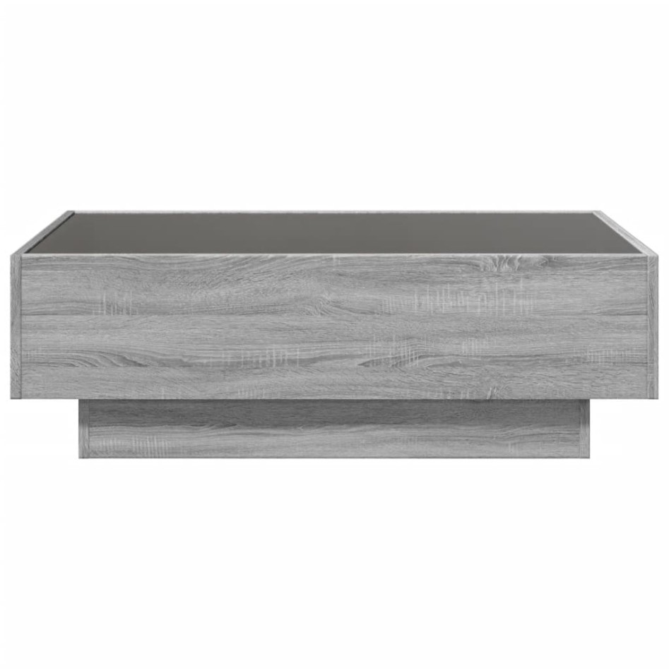 Mesa de centro y LED madera ingeniería gris Sonoma 90x50x30