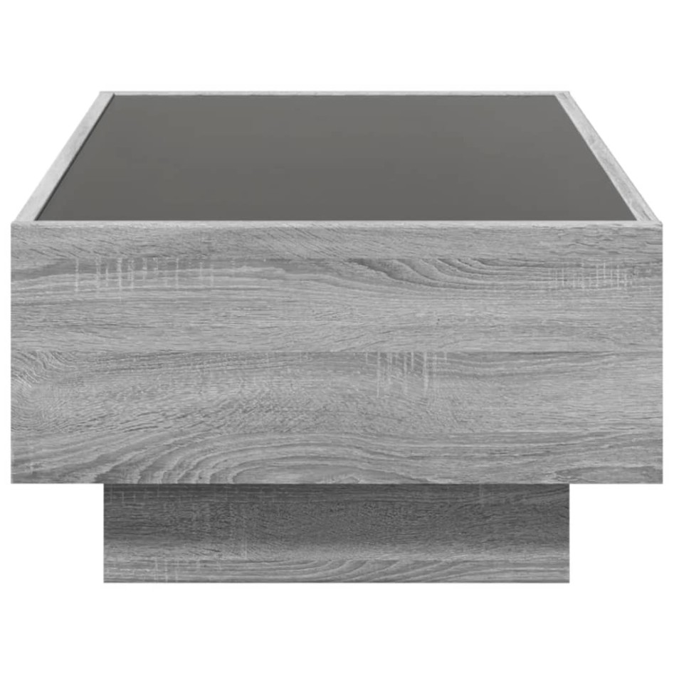 Mesa de centro y LED madera ingeniería gris Sonoma 90x50x30
