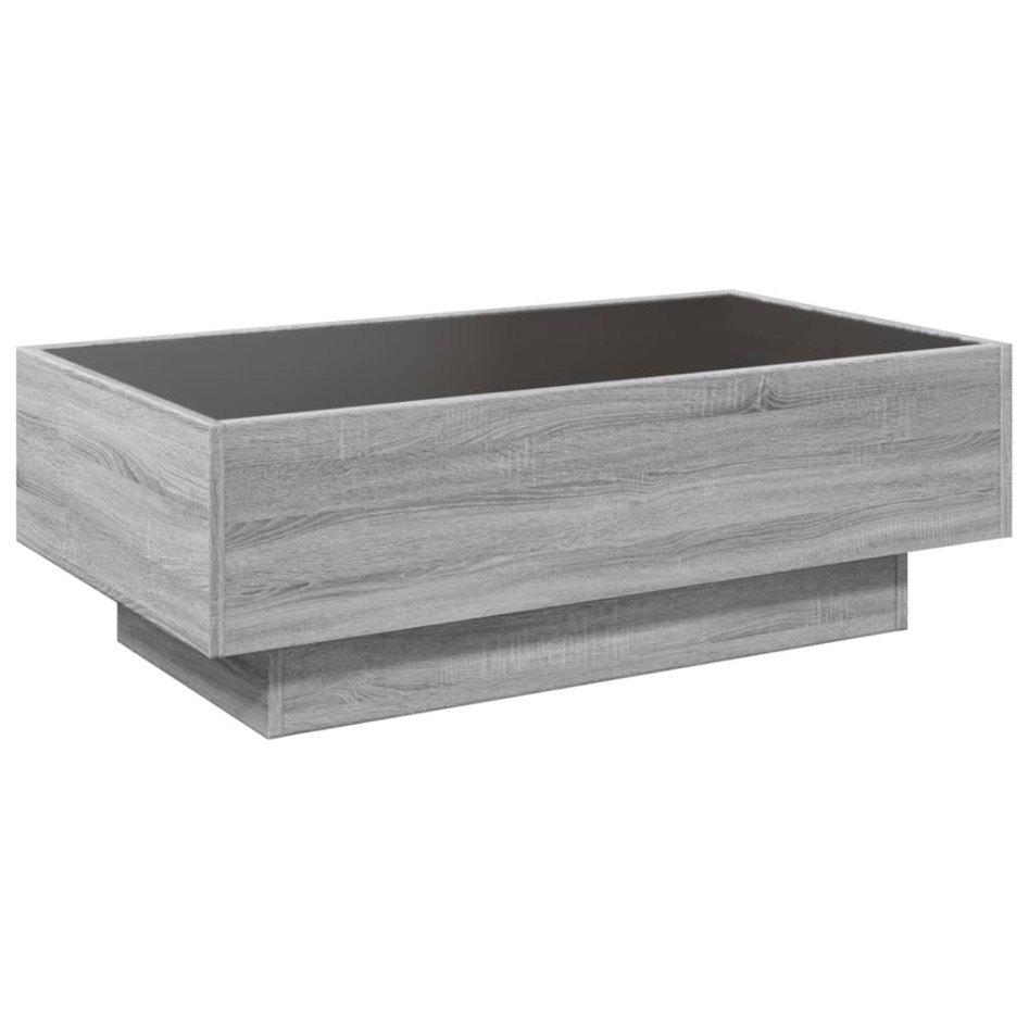 Mesa de centro y LED madera ingeniería gris Sonoma 90x50x30