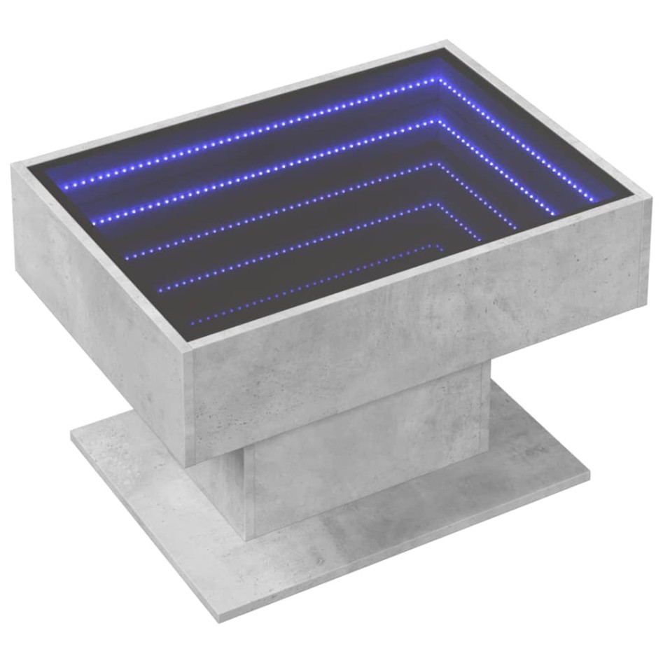 Mesa de centro y LED madera ingeniería gris hormigón