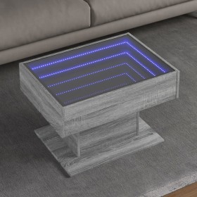 Mesa de centro y LED madera ingeniería gris Sonoma 70x50x45