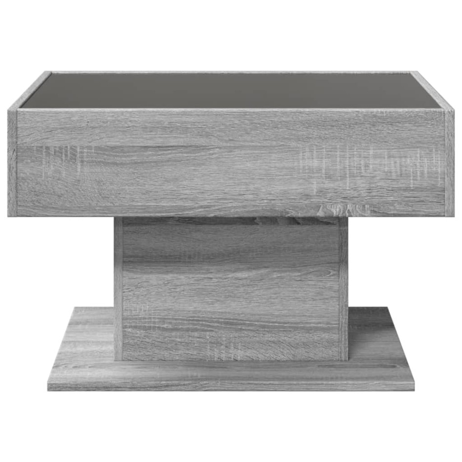 Mesa de centro y LED madera ingeniería gris Sonoma 70x50x45