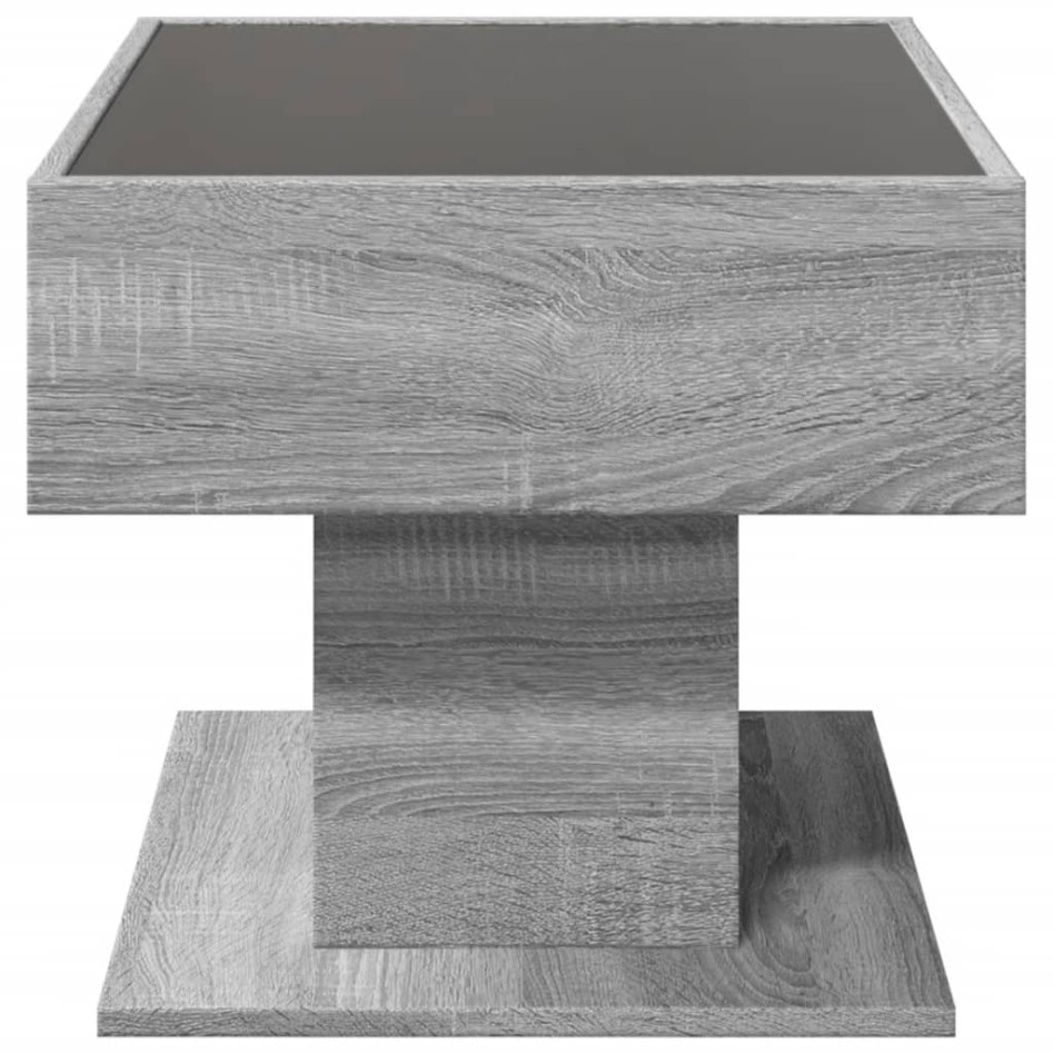 Mesa de centro y LED madera ingeniería gris Sonoma 70x50x45
